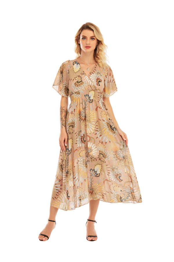 Brown Floral Printed Dress